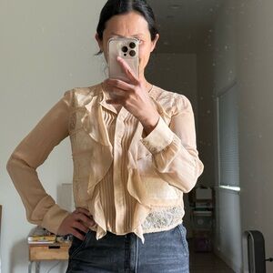 Elegant Cream Ruffle Blouse